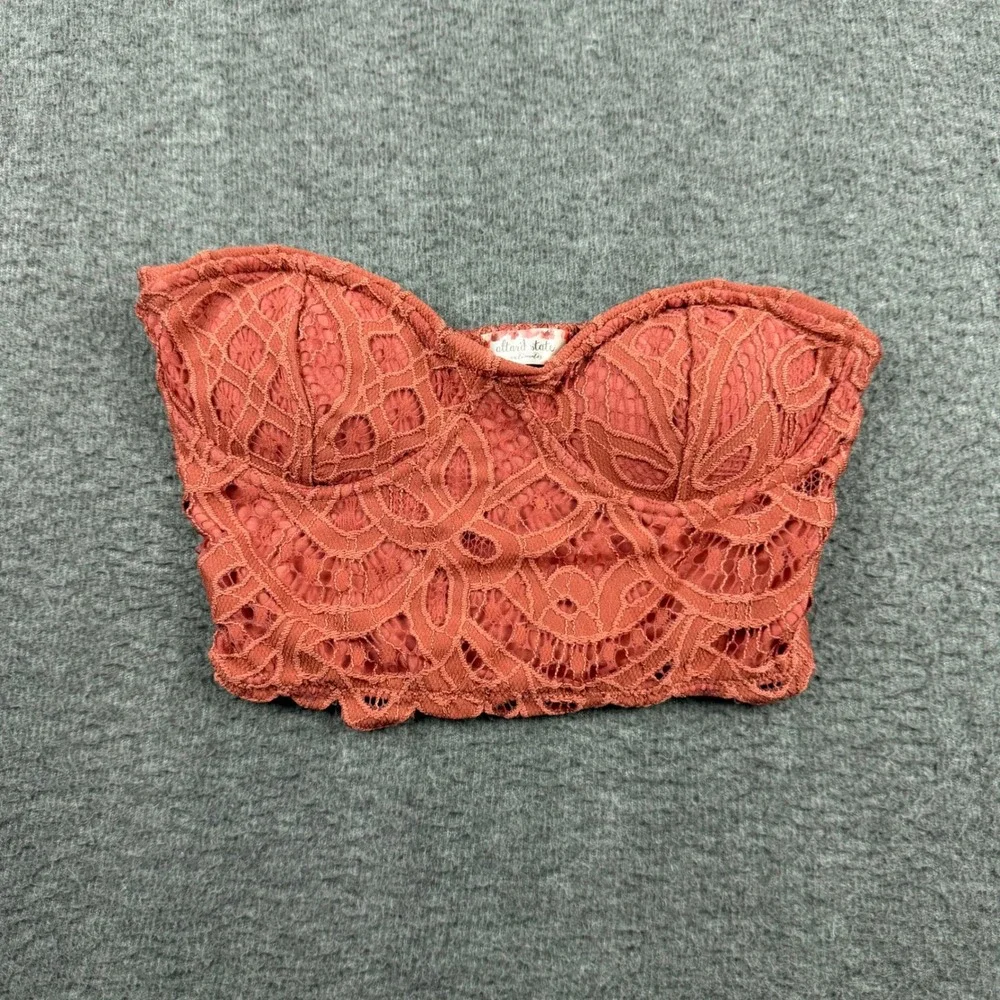 Altar'd State Intimates Women's S Lace Strapless Bandeau Bralette Padded Smocked